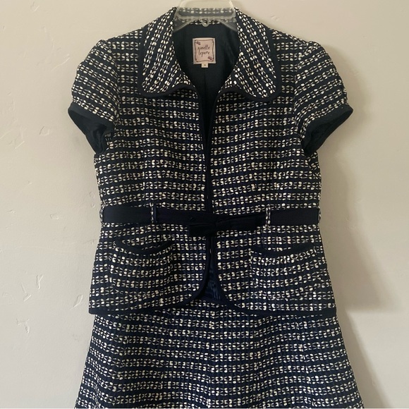 🆕 Deep Navy & White Tweed Skirt Suit - Nanette Lepore - Picture 5 of 16